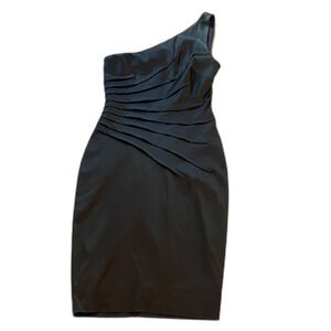 Cache One-Shoulder Black Draped Cocktail Dress sz 4